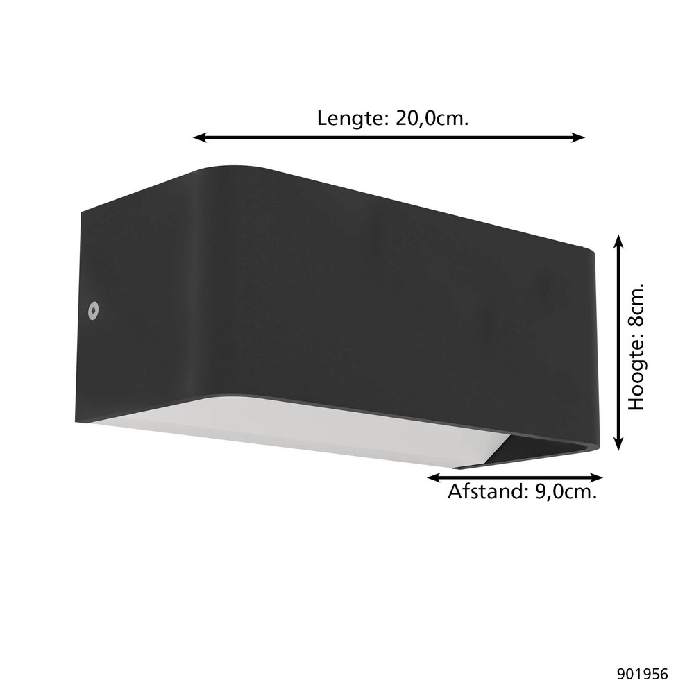 Smart Wall Lamp Sania-Z Black - LED - 20cm Eglo 9008606361670