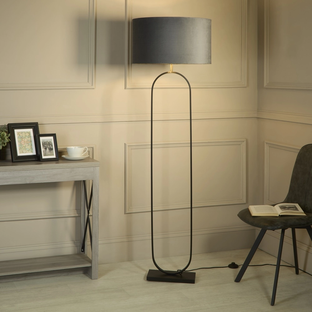 Floor lamp Modish black with dark gray hood Searchlight 5053423307541
