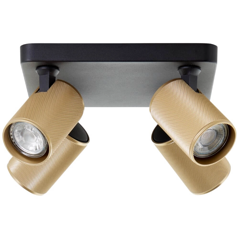 Square surface-mounted spotlight Marty black with gold Brilliant 4004353424434