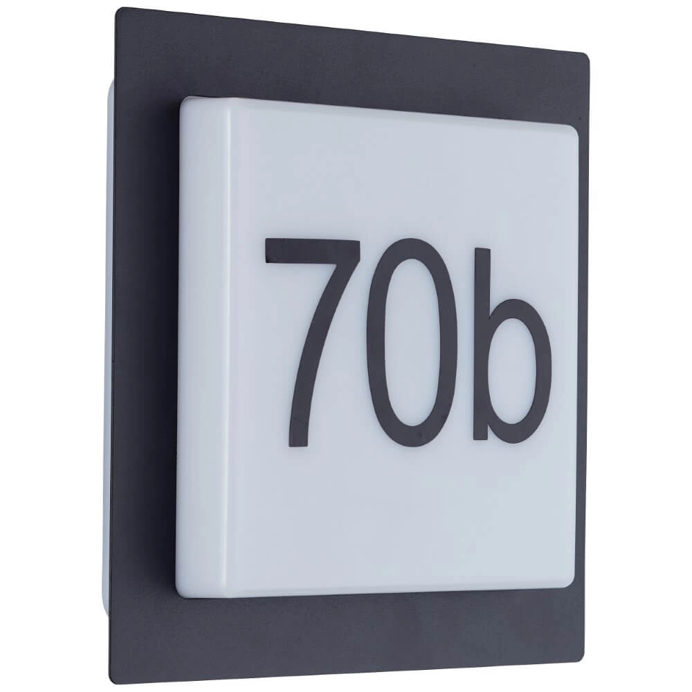 Black façade lamp Sten with house number Brilliant 4004353412820