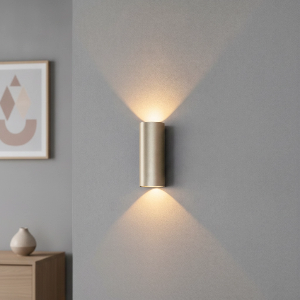 Sleek wall spotlight Brody 2 Dim to warm champagne