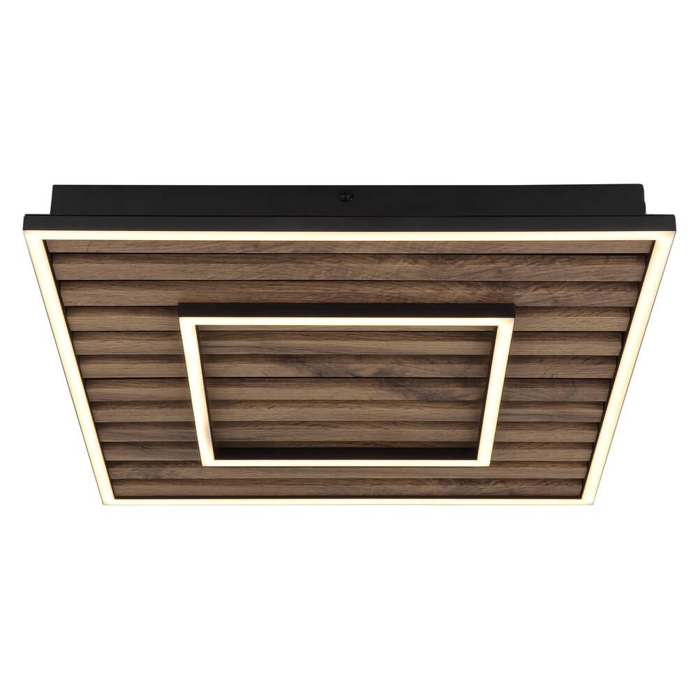 Ceiling lamp Woody black with wood square Globo 9007371510573