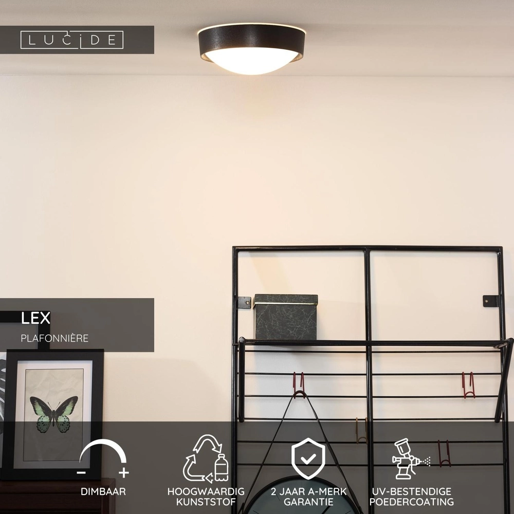 Ceiling light Lex Ø 25cm black Lucide 5411212082299