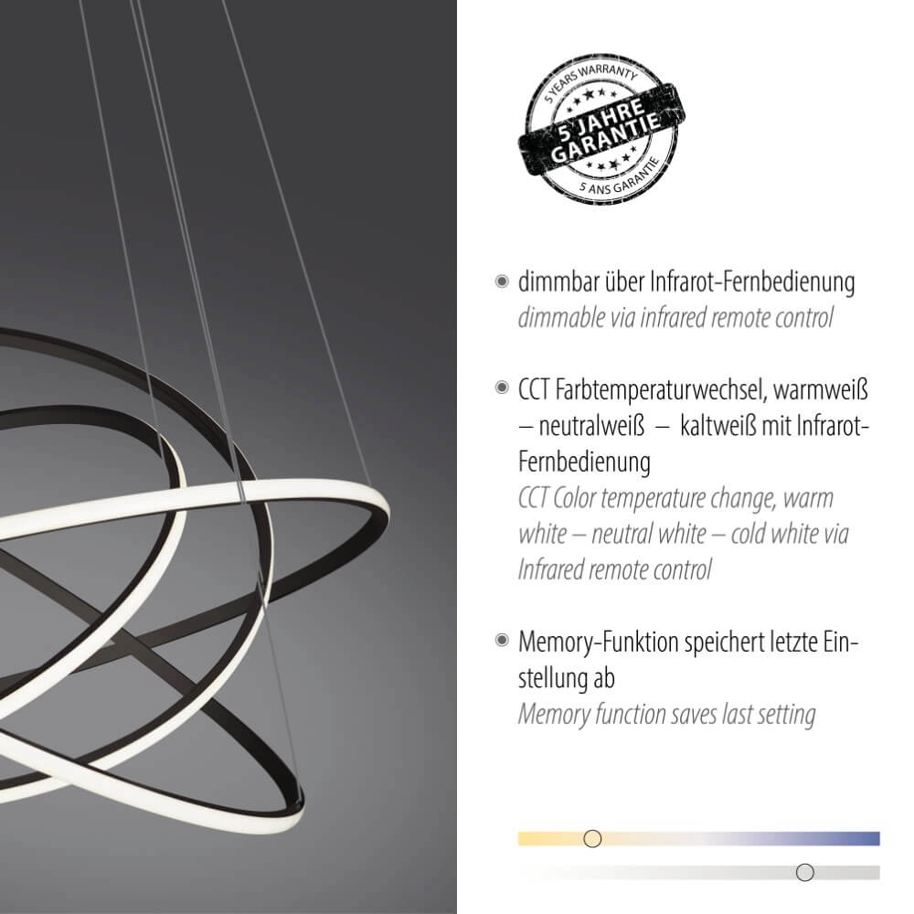 Modern pendant lamp Tessara anthracite Paul Neuhaus 4012248372654
