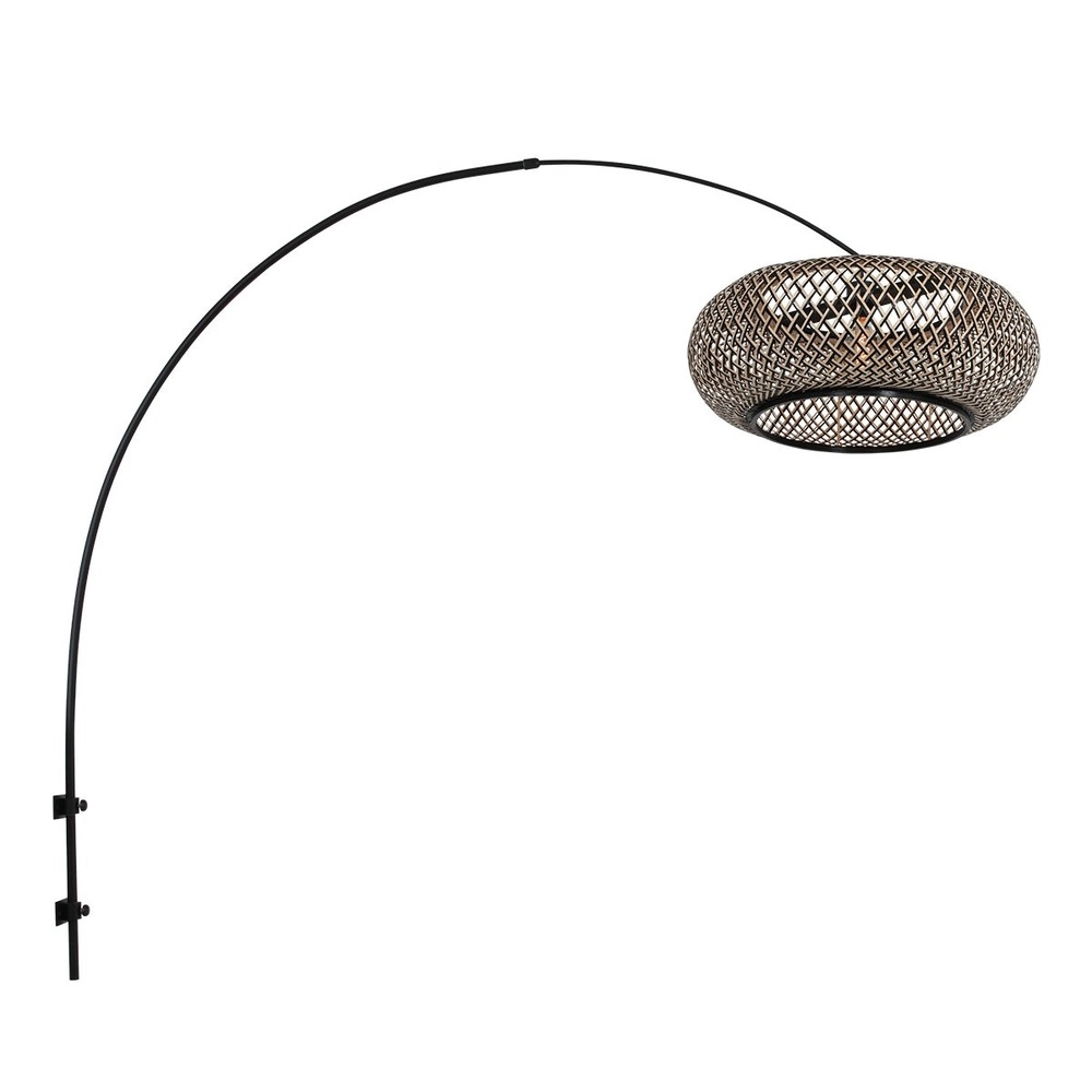 Wall lamp arch Sparkled Light Black and rattan hood