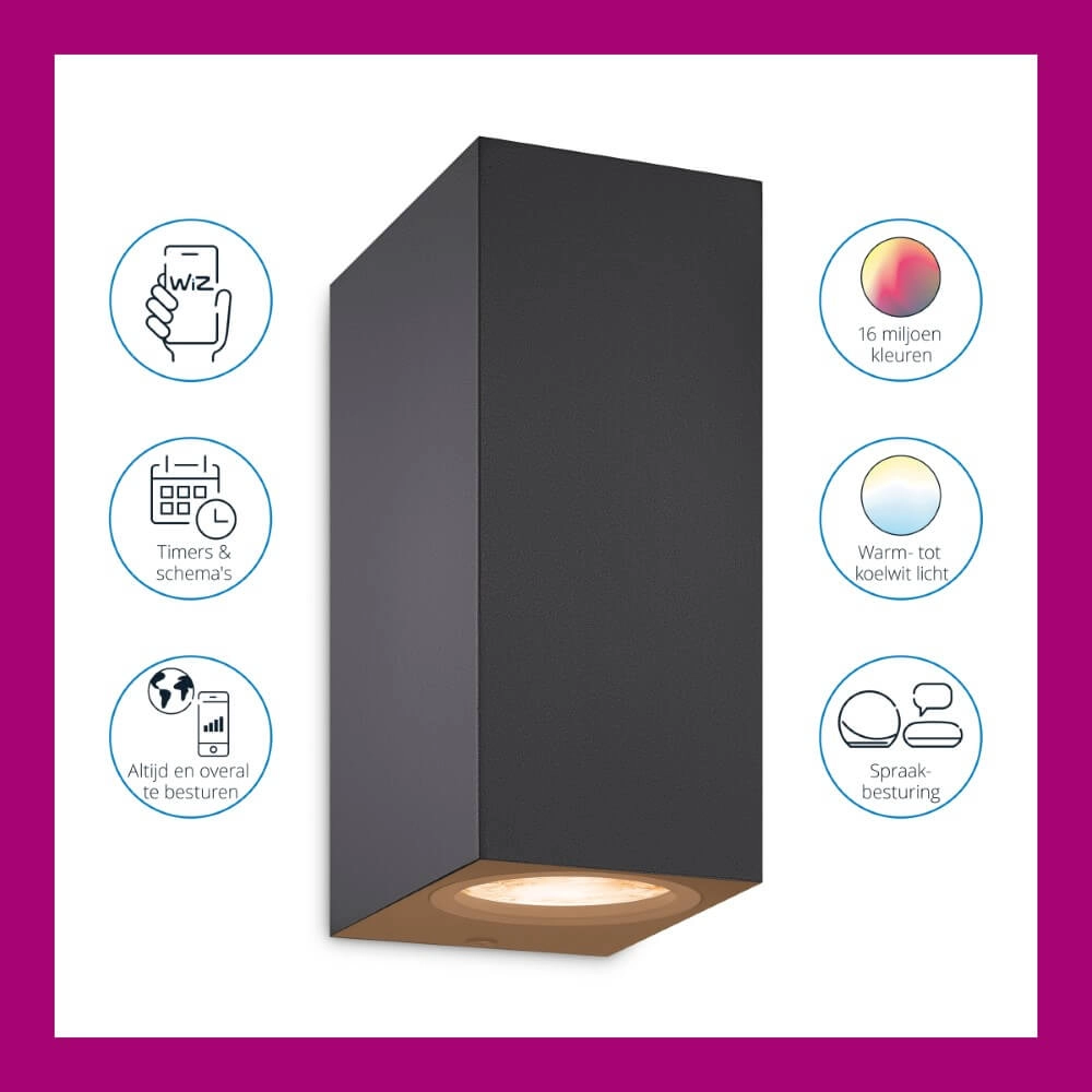 Wall spotlight Up and Down Smart - Black WiZ 8719514554610