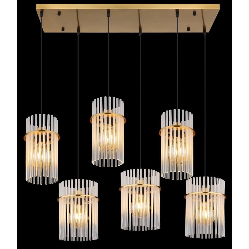 Golden pendant lamp Gorley with glass 6-lights Globo 9007371462957