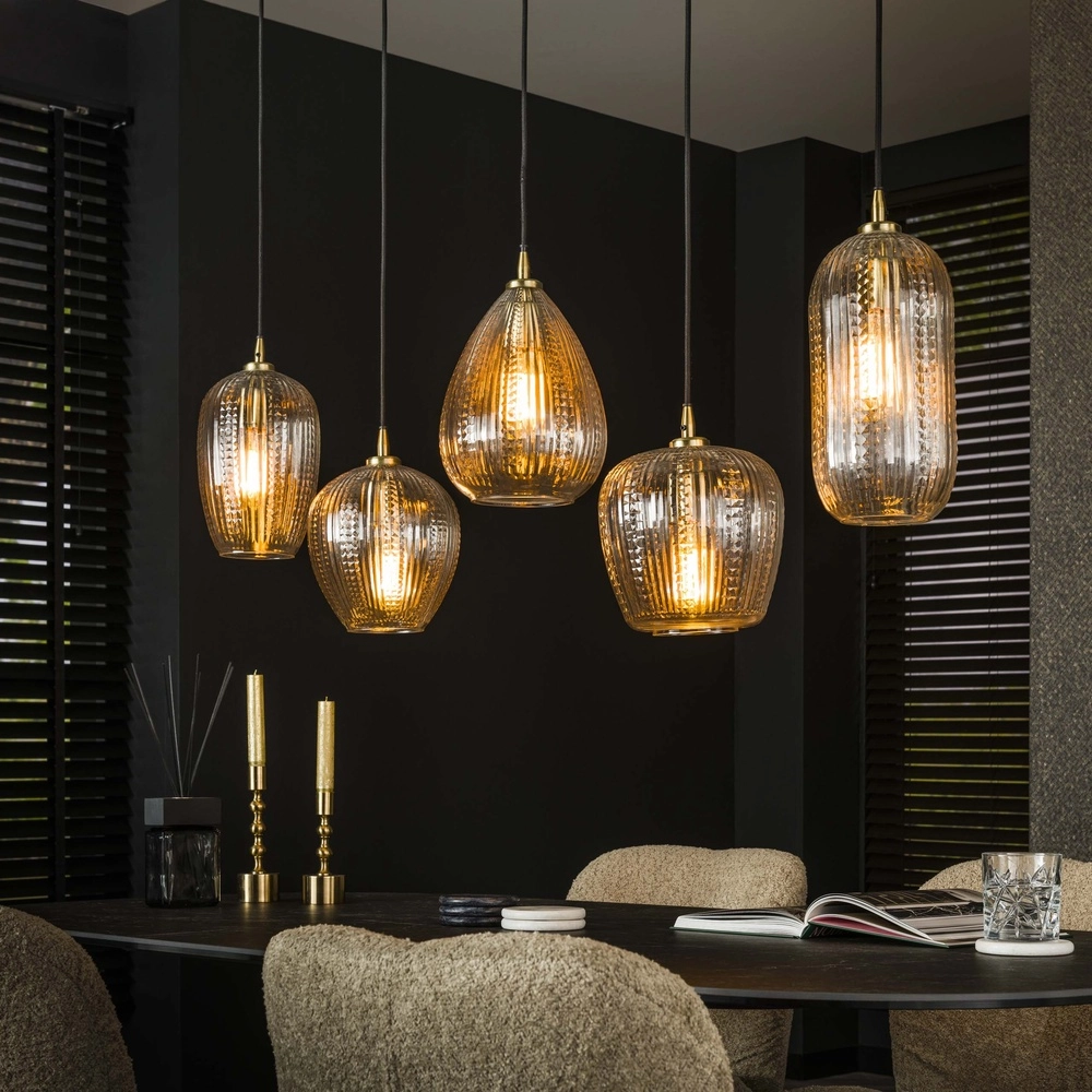 5-light glass pendant light Diamond with clear glass