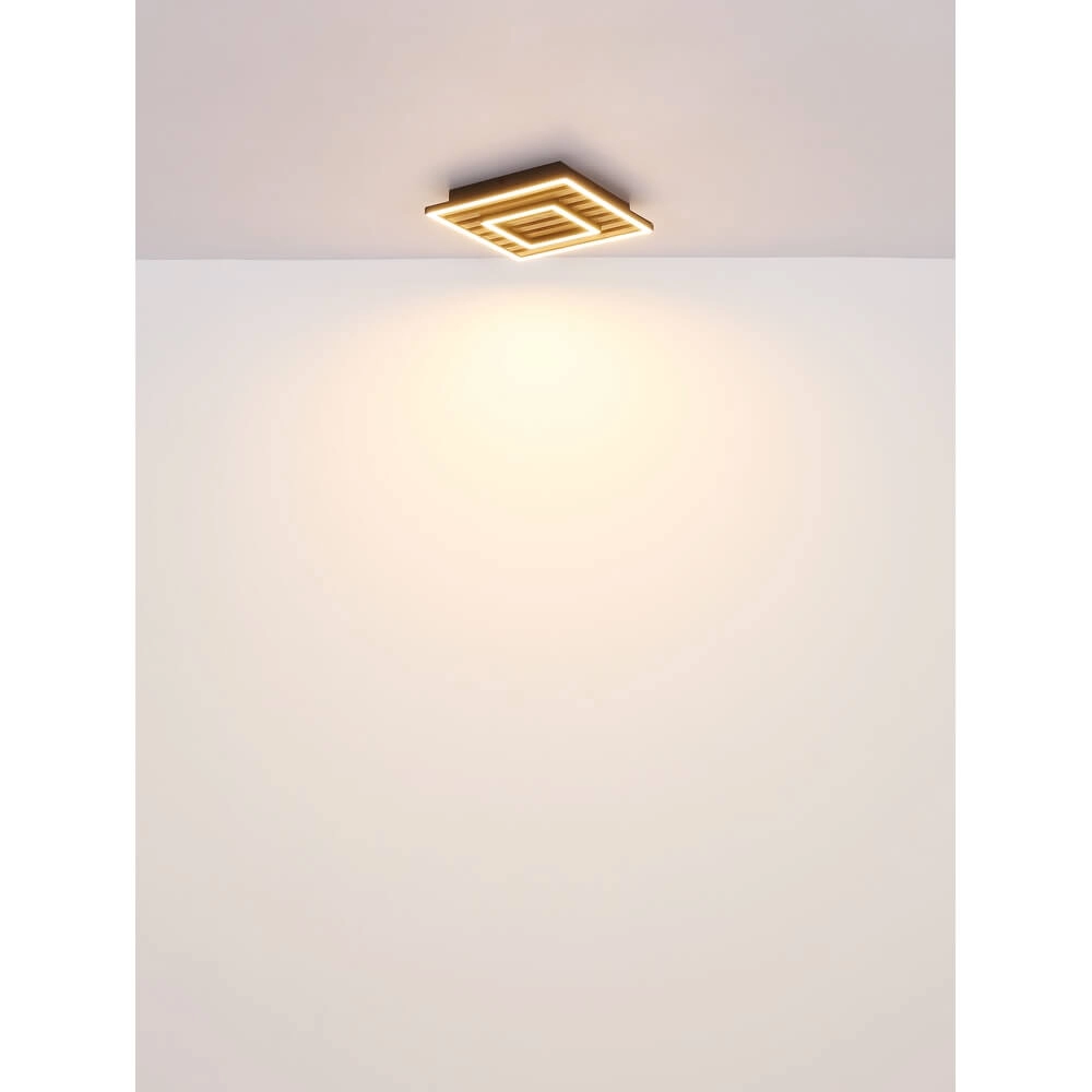Ceiling lamp Woody black with wood square Globo 9007371510573