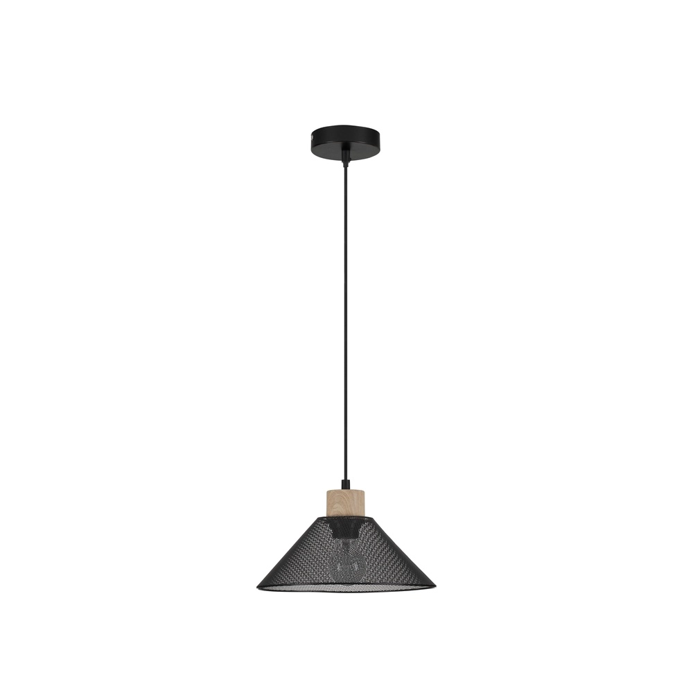 Design pendant lamp Ian black with wood Lyora 5212017436245