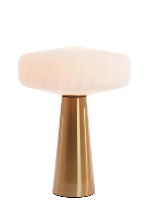 Table lamp Pleat gold with white Ø 40cm