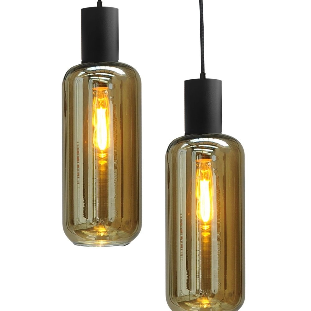 Black dining room hanging lamp Bounty 6-light cylindrical glass Masterlight 8718121247922