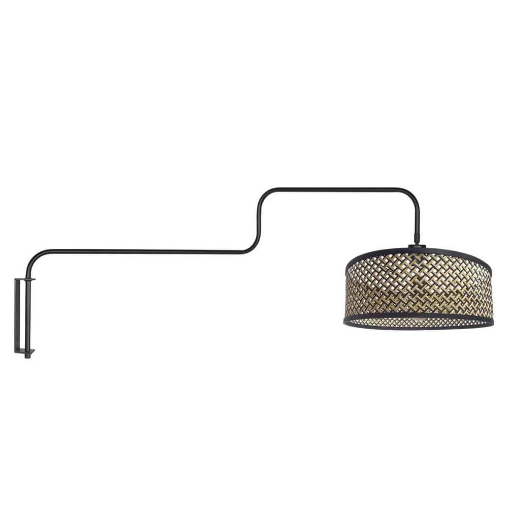 Wall lamp Bloeba black with bamboo shade