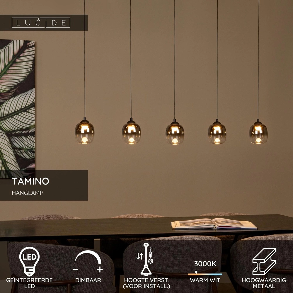 5-light pendant lamp Tamino Black Lucide 5411212741257