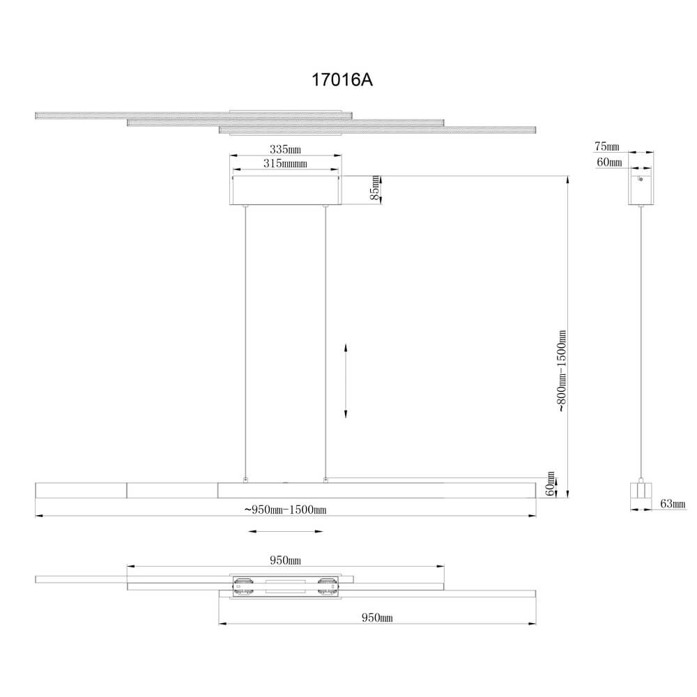 Design pendant lamp Ethan 150cm brushed Globo 9007371474233