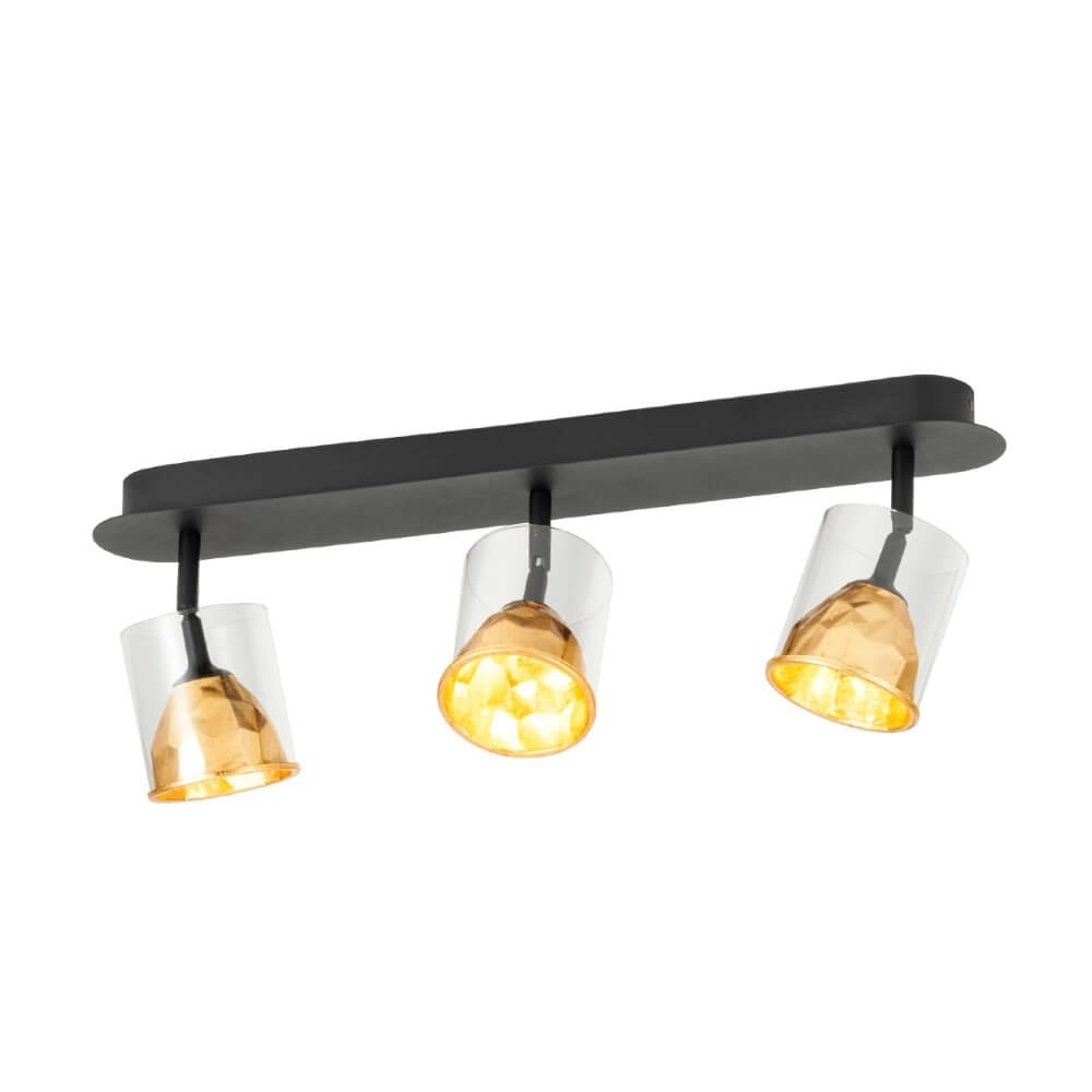 Black ceiling lamp Melito with gold 3-lights Stars of Light 9002759395759