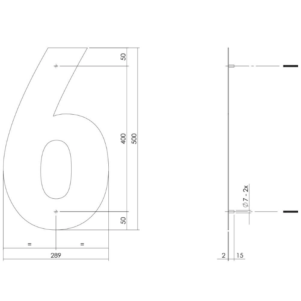 House number 6 XXL Numbra 50cm black Intersteel 8714186503430