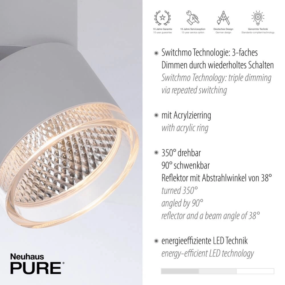 White ceiling lamp Pure Nola 4-light Paul Neuhaus 4012248374559
