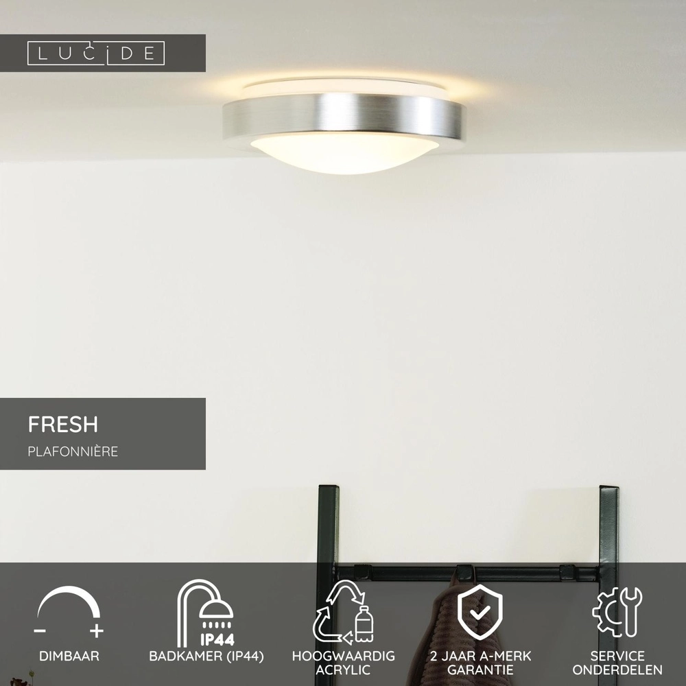 Ceiling light Fresh Ø 27cm chrome Lucide 5411212790514