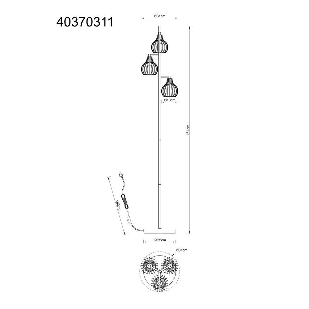 3-light floor lamp Mateo rust brown Globo 9007371569236