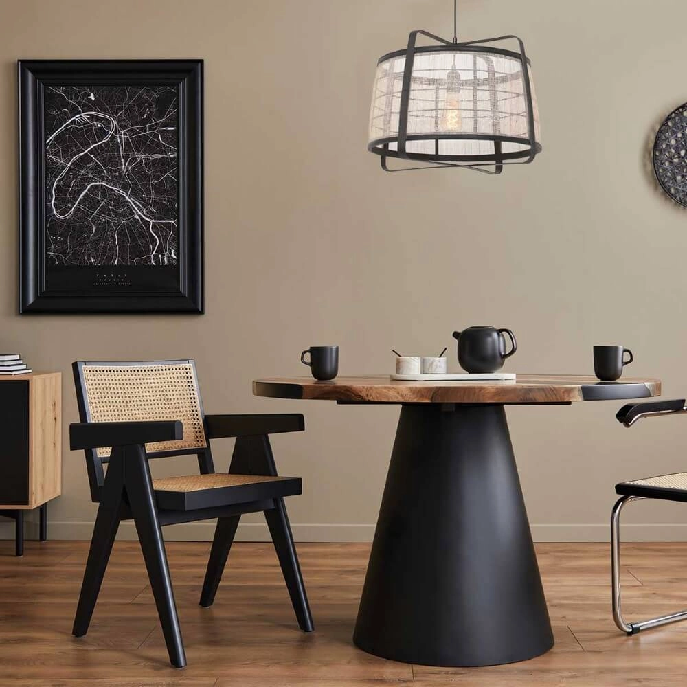 Black wooden pendant lamp Capors Ø 48cm Steinhauer 8712746166637