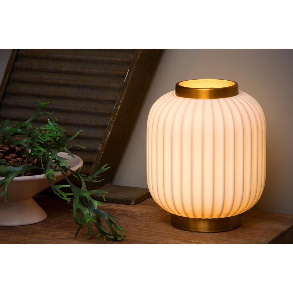 Design table lamp Gosse Gold with white Lucide 5411212134158