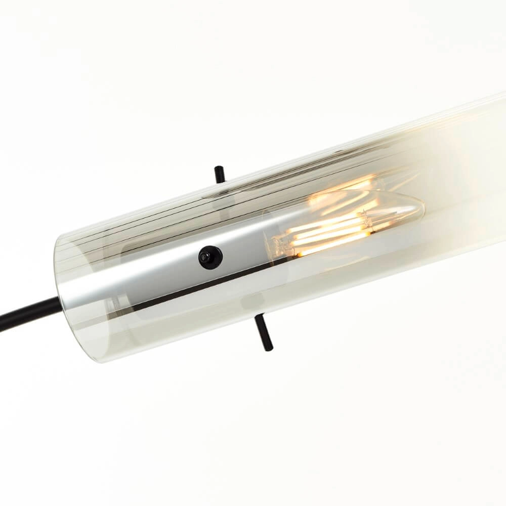 Floor lamp Glasini black with smoke glass Brilliant 4004353429545