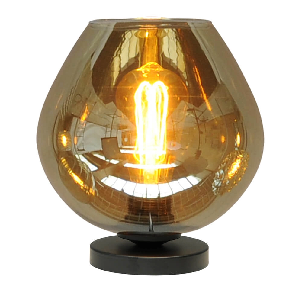 Black table lamp Quinto 24cm with smoke glass Masterlight 8718121214641