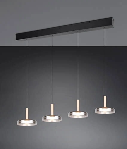 4-light LED pendant light Celeste smoke glass Trio 4017807616903