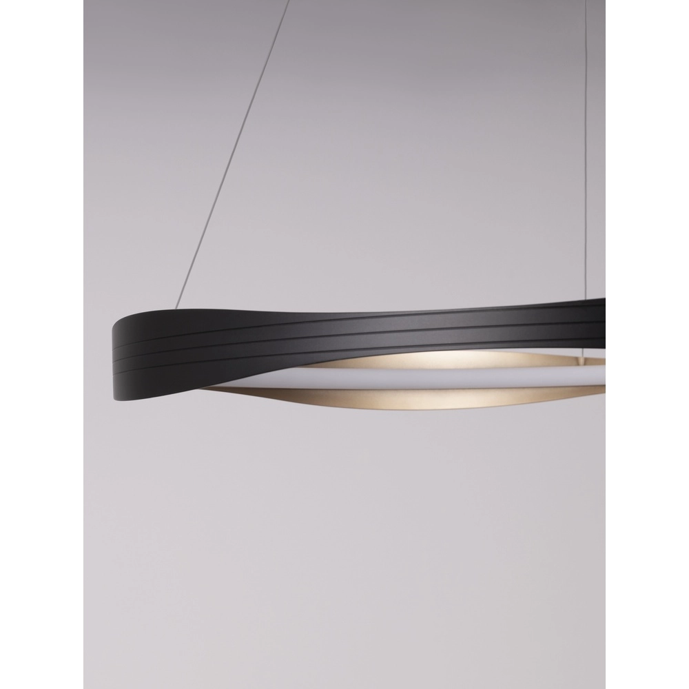 Design pendant lamp Dobi Ø 80cm black with gold Lyora 5212017450043