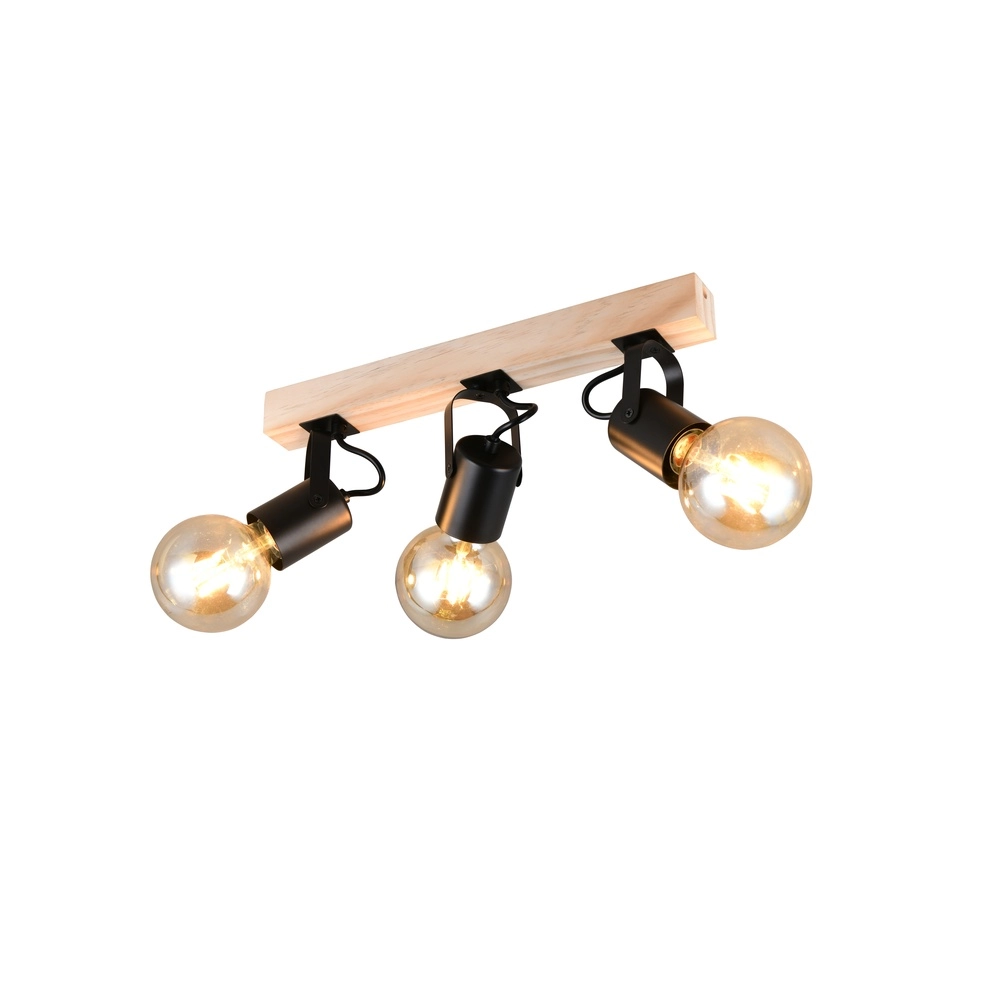 Ceiling lamp 3-lights Lynar black with wood Trio 4017807671995