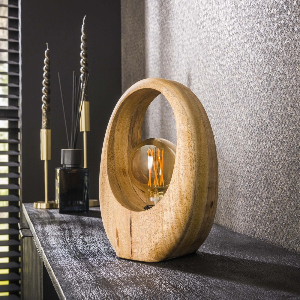 Mango Wood Table Lamp Arch 1x E27 - 30cm Lyora 8716803511453