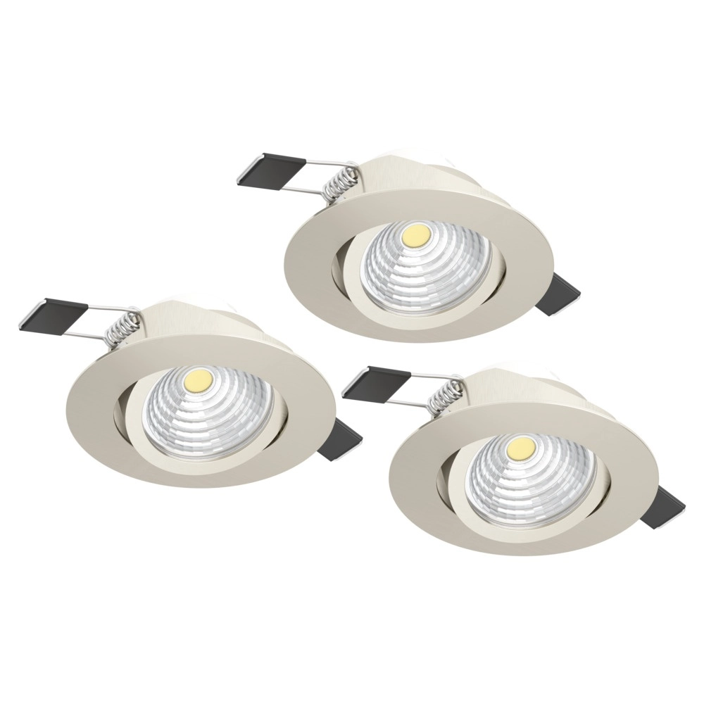 Set of 3 recessed spotlights Saliceto nickel Ø 8.8cm - 6.4W