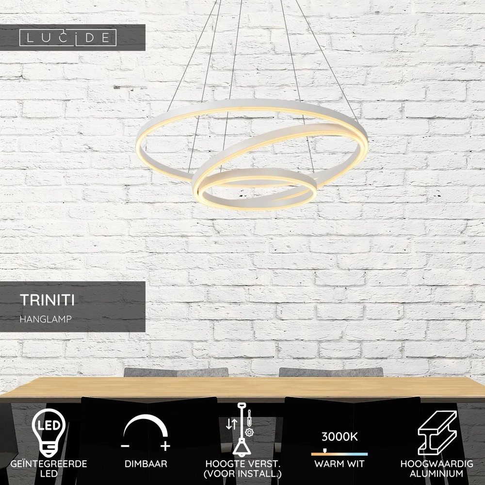 Modern pendant lamp Triniti dimmable white Lucide 5411212460721