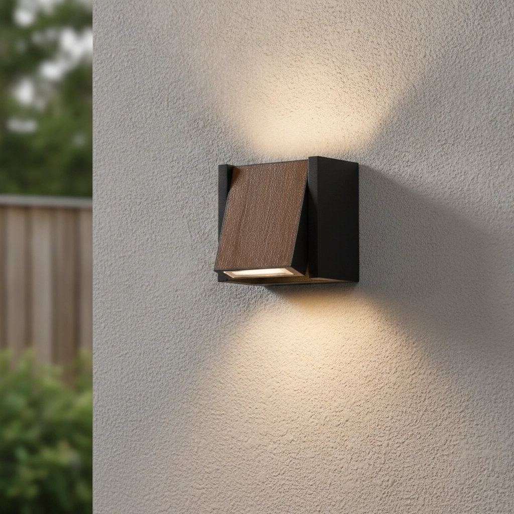 Wall lamp Kioo black with wood
