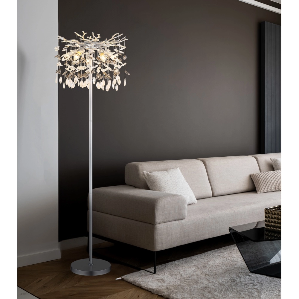 Floor lamp Queena silver grey Ø 46cm Globo 9007371531684