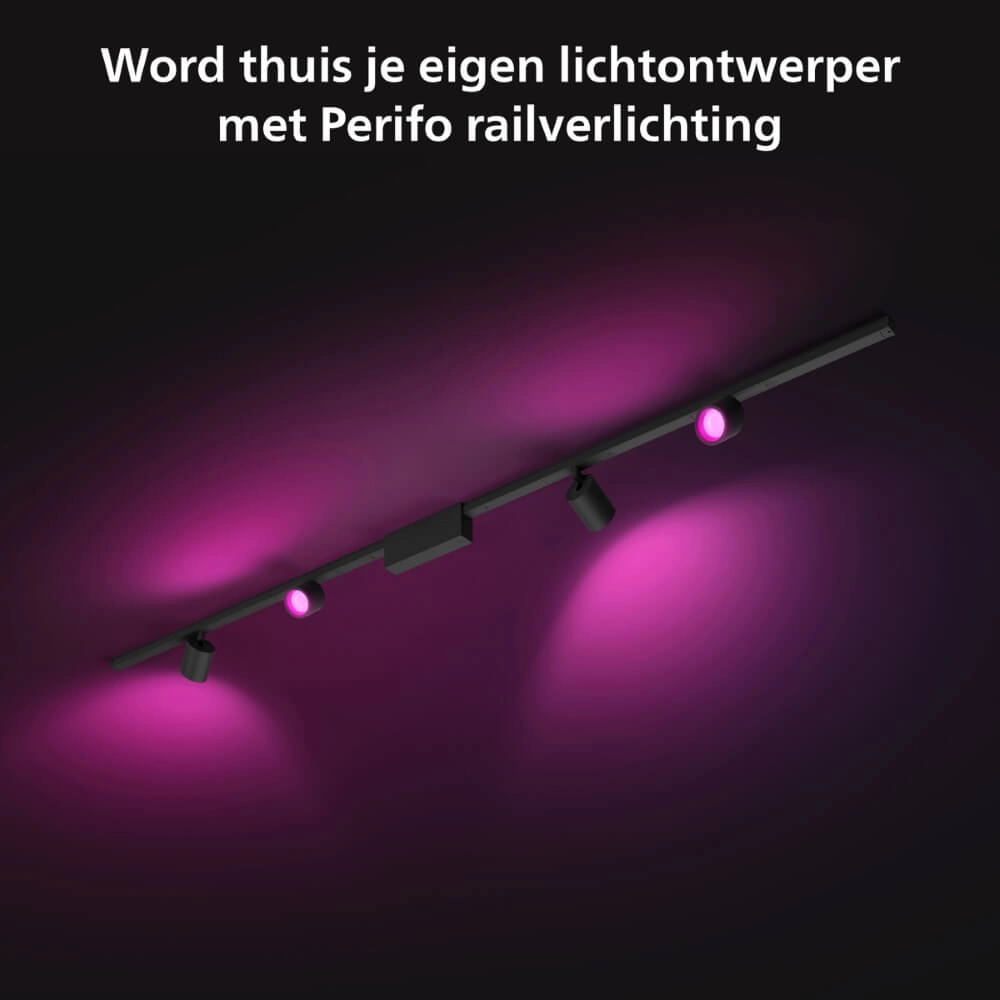 Hue Perifo - White and color set of 4 spots black Philips 8719514407763