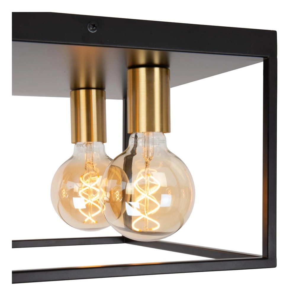 Ceiling lamp Ruben black 36cm square Lucide 5411212010919
