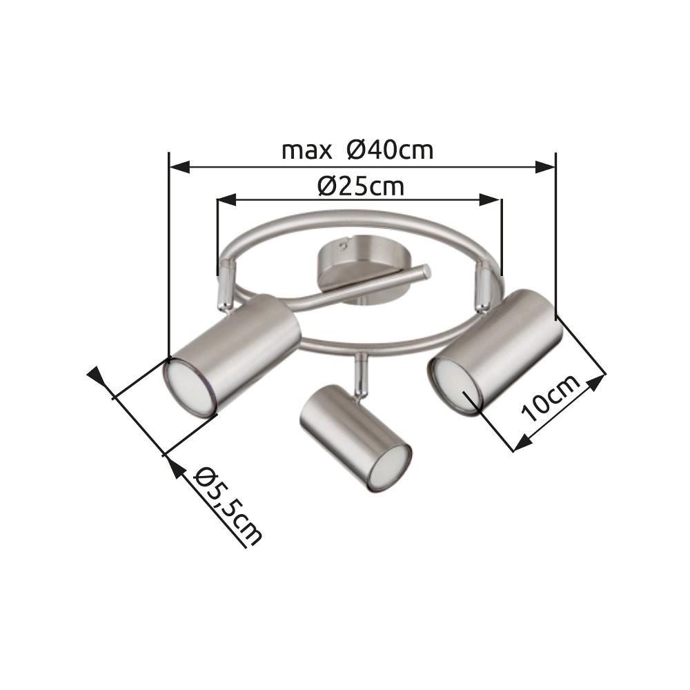 3-light ceiling lamp Allvi nickel Globo 9007371445776