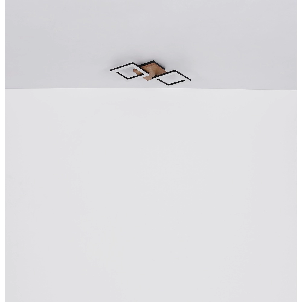 Design ceiling lamp Kerry black with wood look Globo 9007371440221