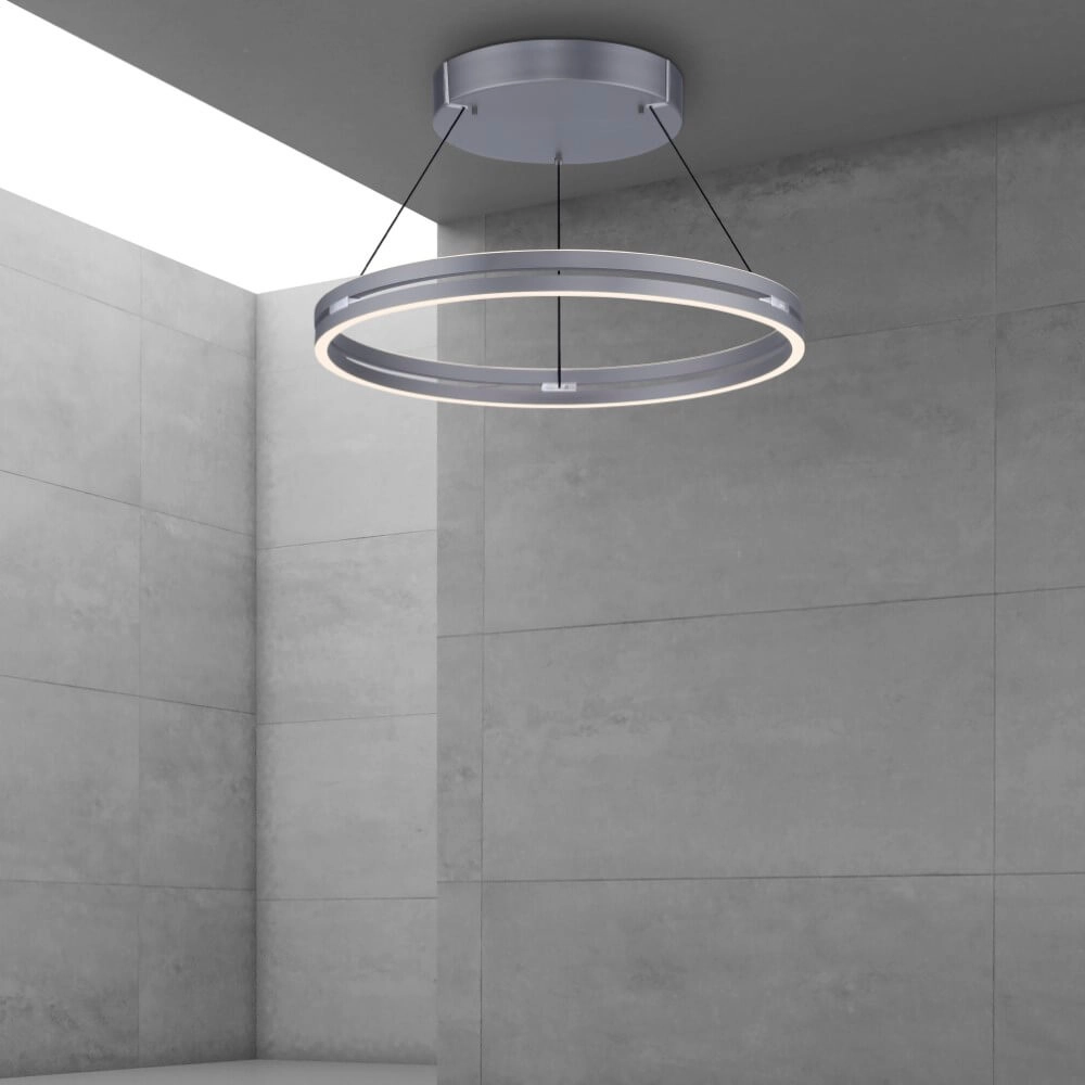 Sleek hanging lamp Pure E-Loop gray Ø 70cm Paul Neuhaus 4012248372289