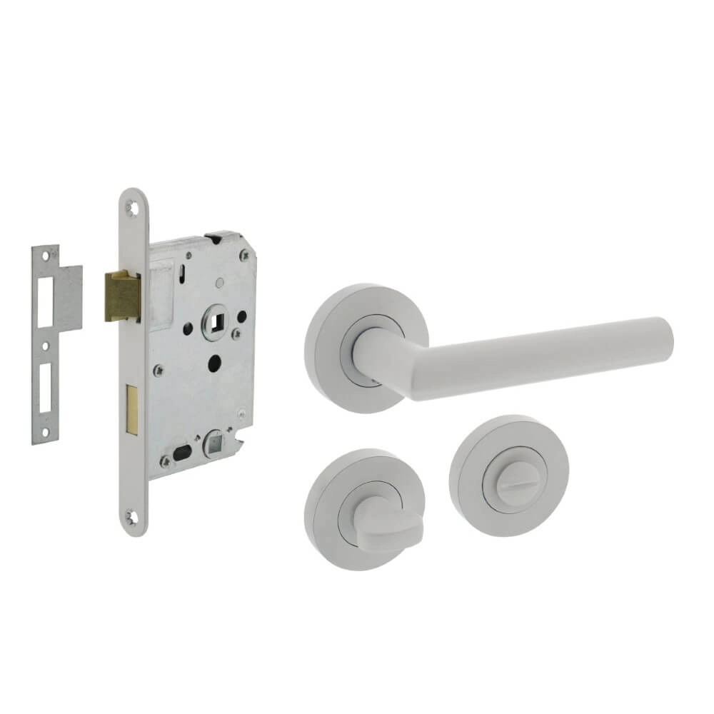 Complete door handle set Bastian white toilet