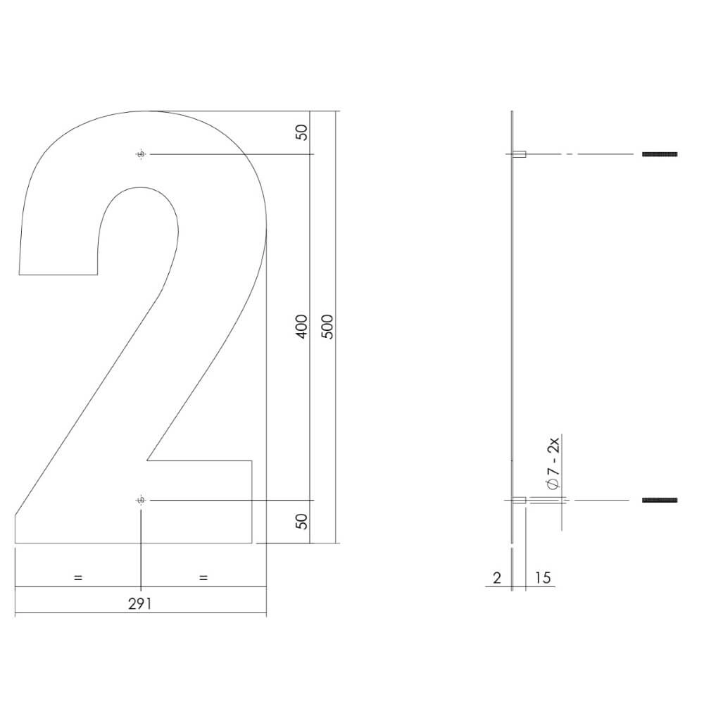House number 2 XXL Numbra 50cm black Intersteel 8714186503393