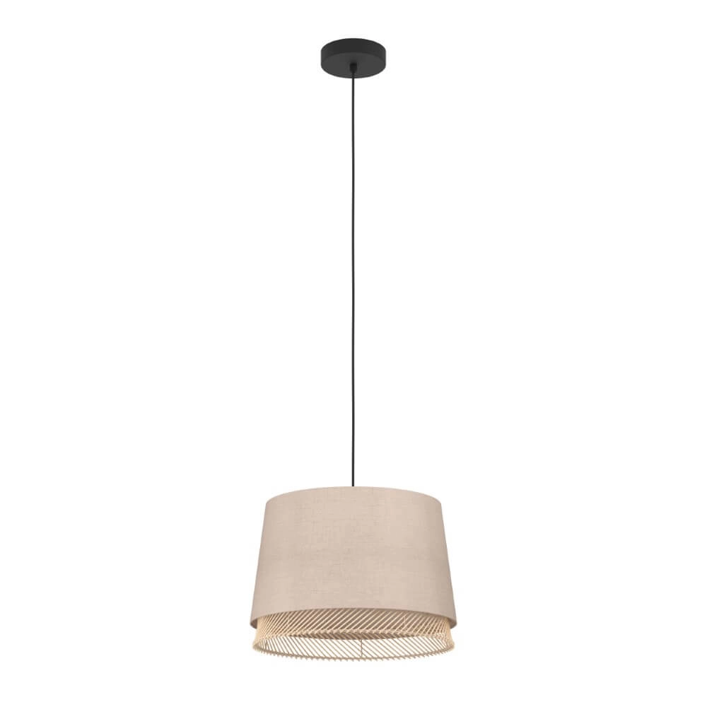 Pendant lamp Tabley Ø 38cm - linen with rattan