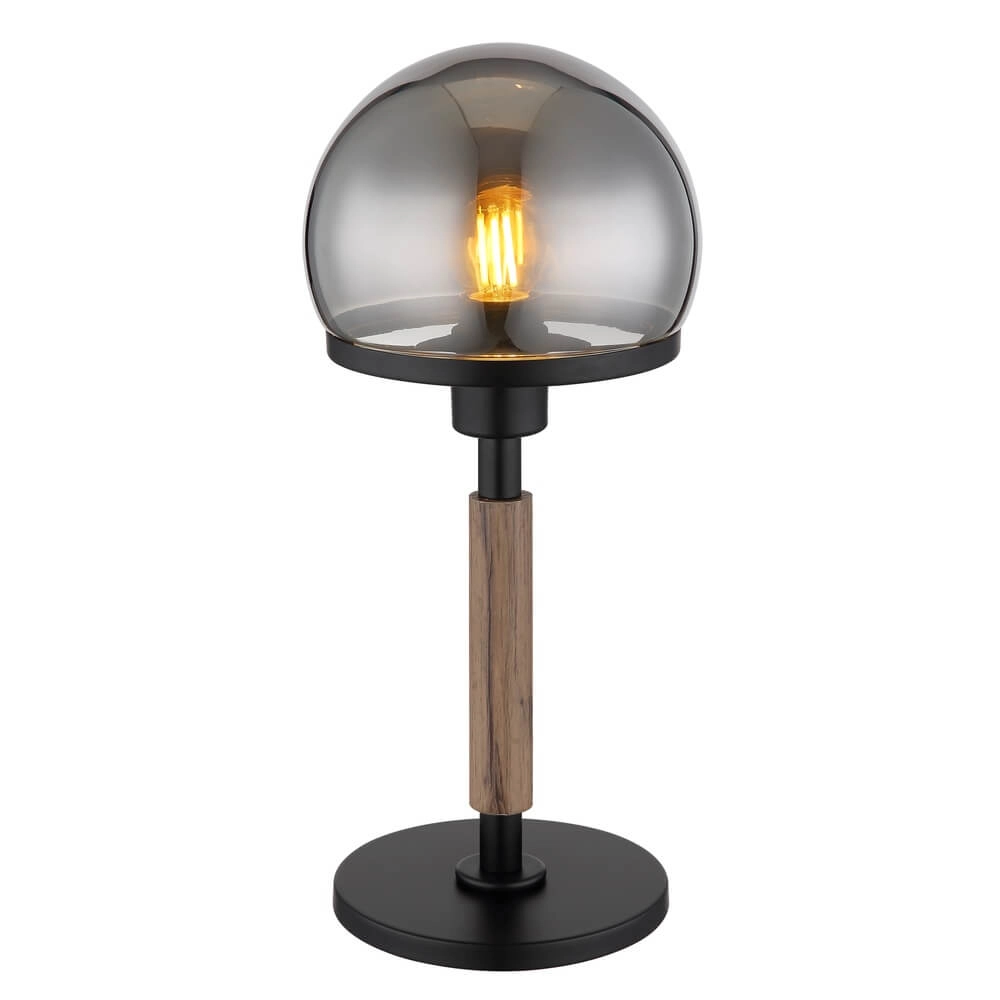 Table lamp Haku black with smoke glass