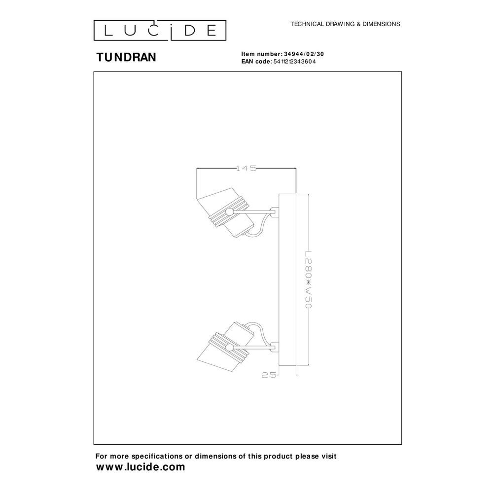 Ceiling light Tundran Black Lucide 5411212343604