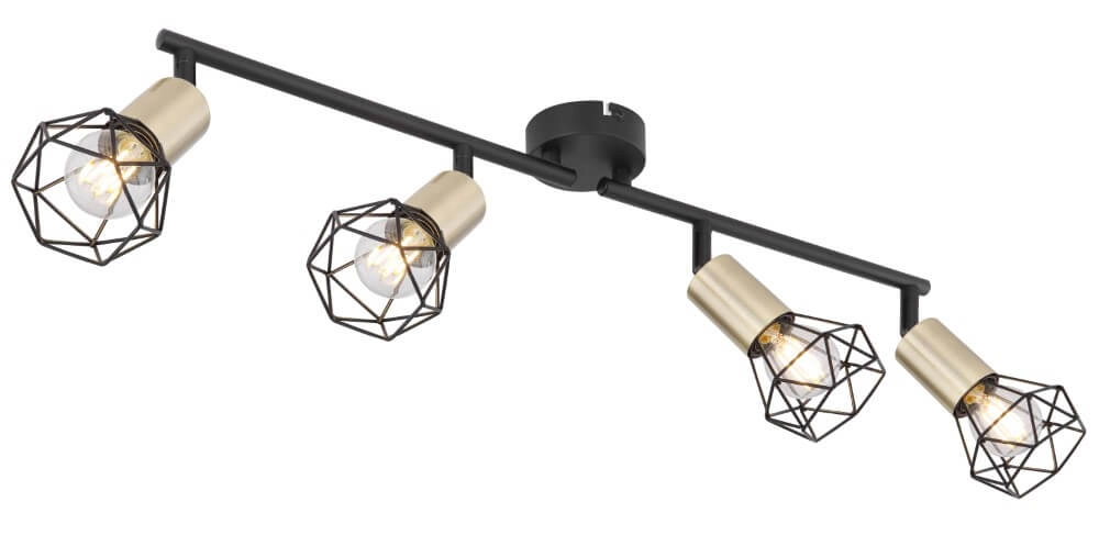Ceiling light Xara I 4-light black with gold