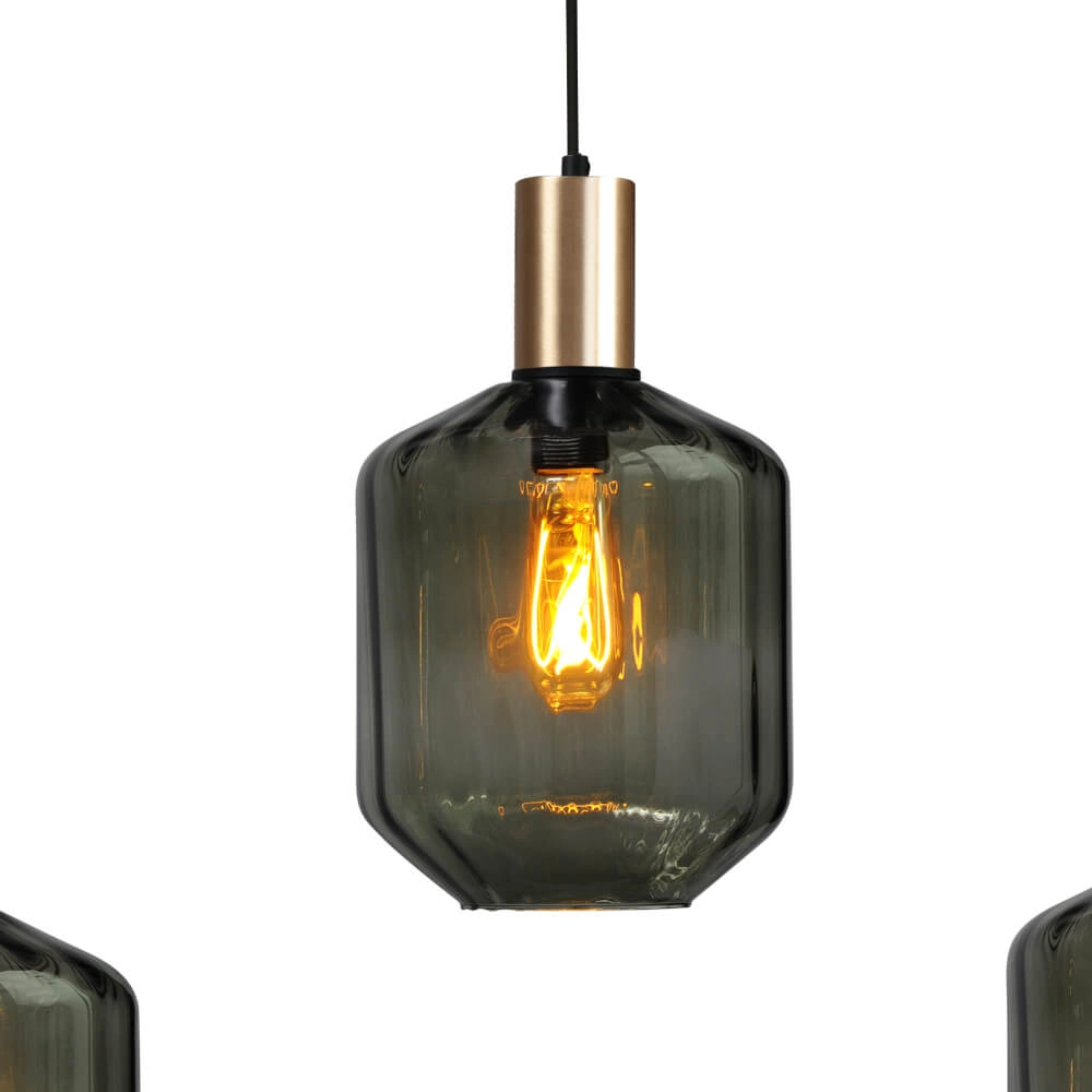 5-light hanging lamp - gold - Porto with Jagger green lenses Masterlight 8718121270272