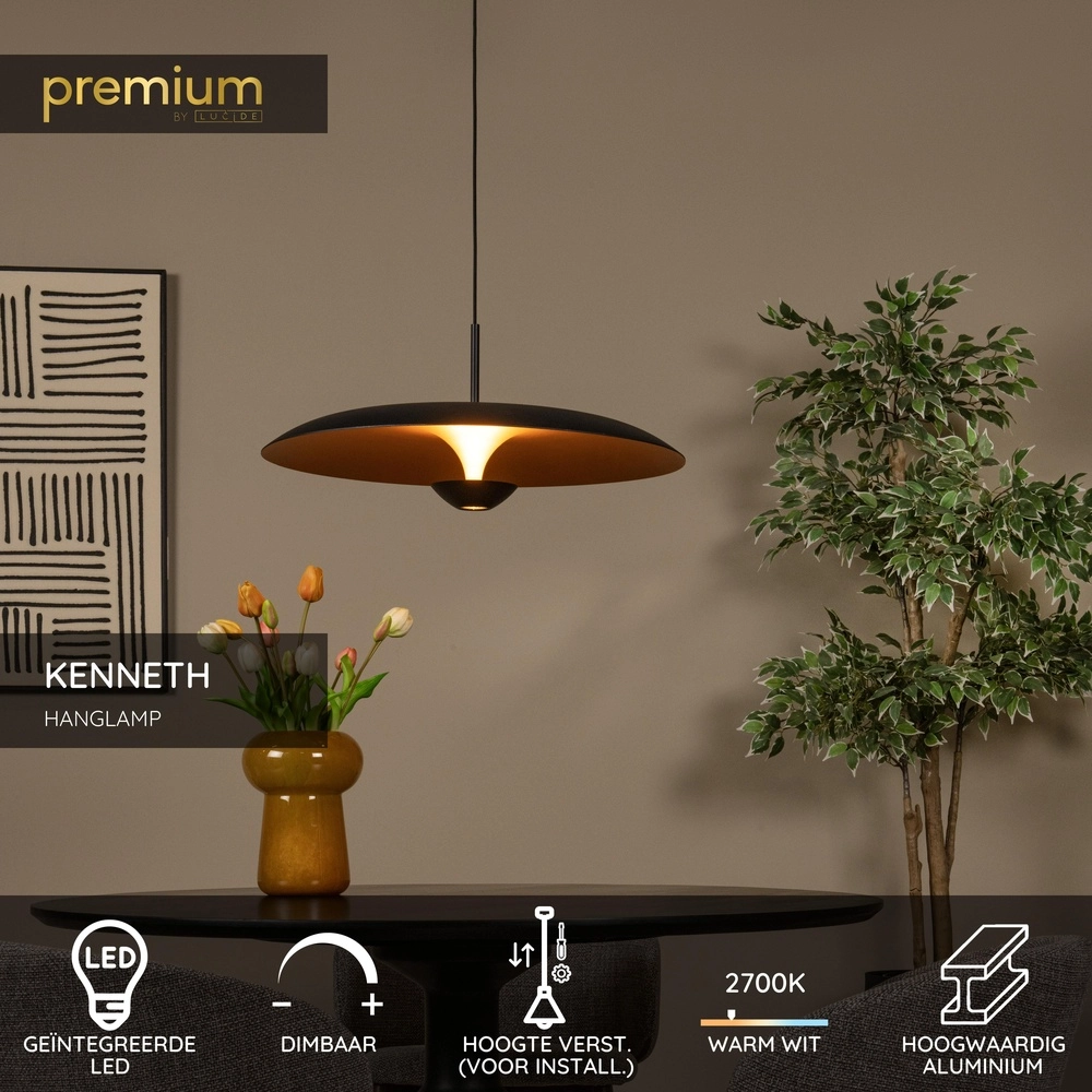 Design pendant lamp Kenneth black Ø 60cm Premium by Lucide 5411212410443