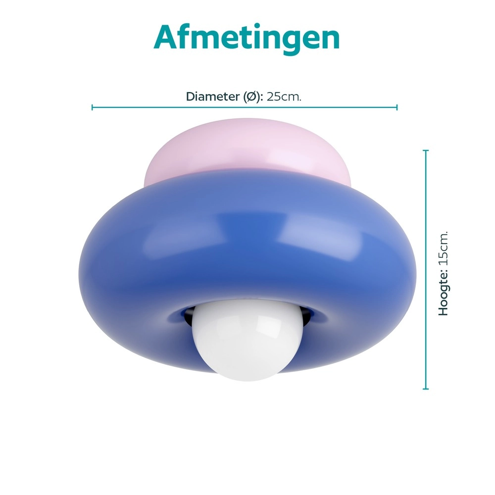 Design ceiling lamp Torchiarolo pink with blue